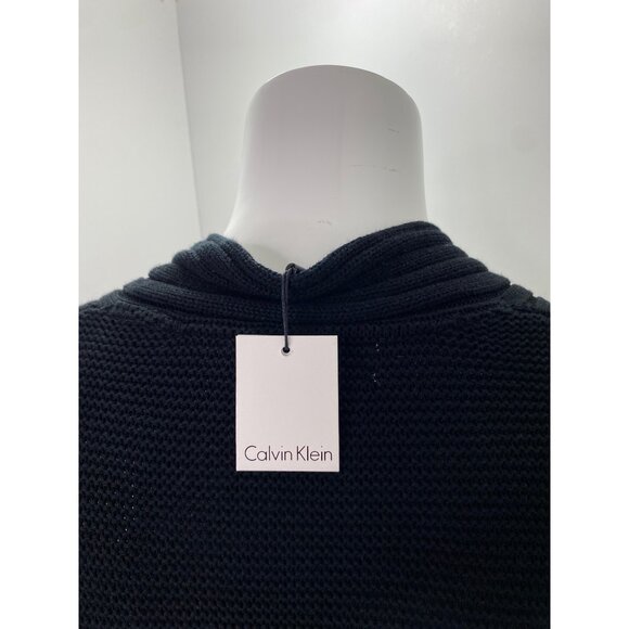 Calvin Klein Fisherman Cable Knit Sweater Men XL Chunky V Neck Black Pullover - Picture 5 of 11